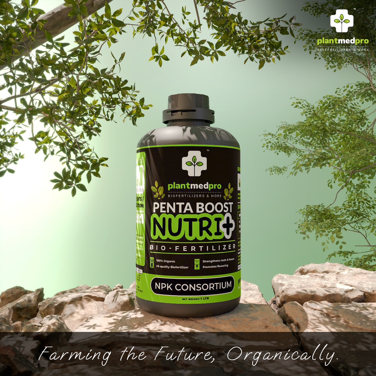 Plantmedpro™ Penta Boost Nutri+ 5-in-1 Biofertilizer - NPK & Zinc Mobilizing Microbes for Complete Plant Nutrition, Growth & Blooms | Organic fertilizer for home garden, pot plants (2 Litre)